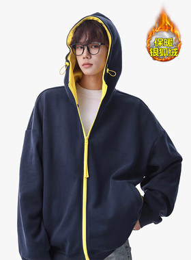 Anniehall official十九秋工作室禾子先生男380g重磅加绒开衫卫衣