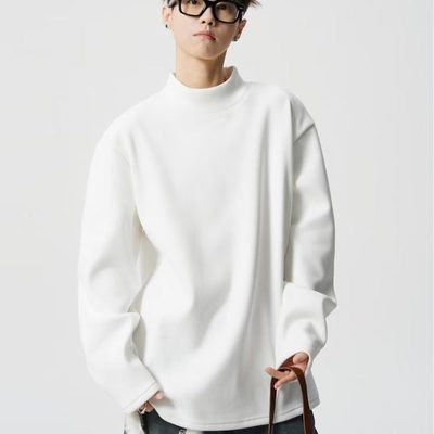 Anniehall official吕小虎徐洛淇工作室纯色半高领打底衫长袖t恤