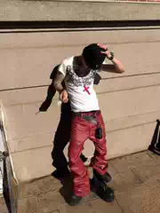 Randy Yabi Visual Artist Dark Punk Liquid Metal Coated Wax Pants Slim Fit Bootcut Jeans