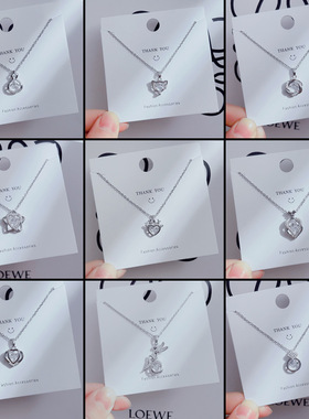 韩版小众设计灵动款项链女气质简约四叶草吊坠锁骨链几何颈链