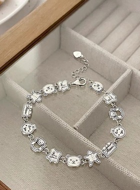 姜饼人小熊复古做旧手链女ins小众设计高级感可爱卡通手环手饰潮