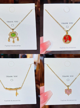 跨境18k时尚钛钢锁骨链不掉色小众气质吊坠百搭感珍珠项链女