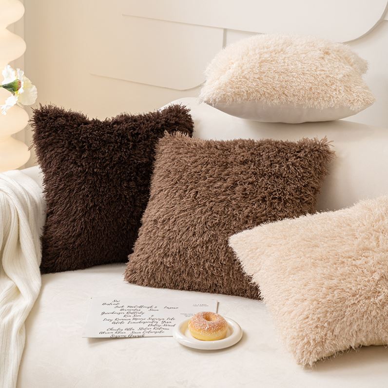 Plush pillowcase sofa cushion cover long hair pillow case