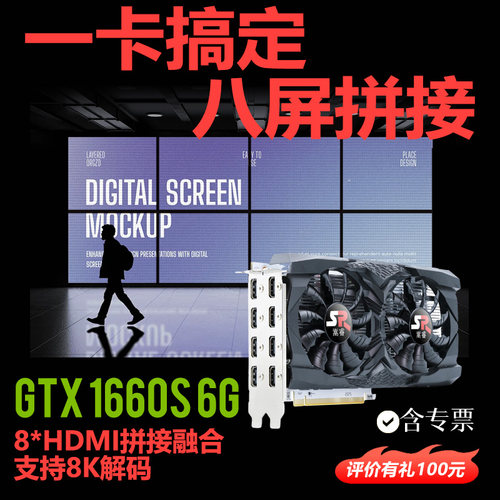 嵩睿8口8屏多屏显卡8HDMI8K视频
