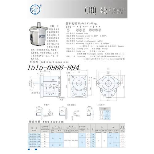 皖液液压齿轮油泵CBQ-F57