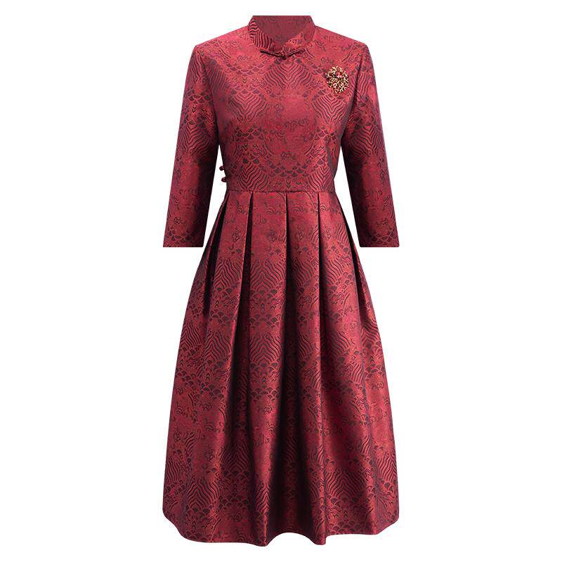 中国风喜妈妈旗袍连衣裙春季2025年新款女复古改良日常中长款