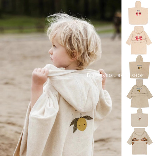 儿童浴袍宝宝浴巾斗篷纯棉浴巾