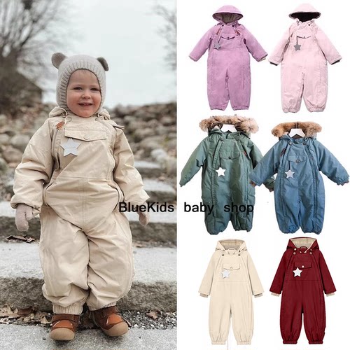 宝宝连体棉衣加绒棉服防水防风冬