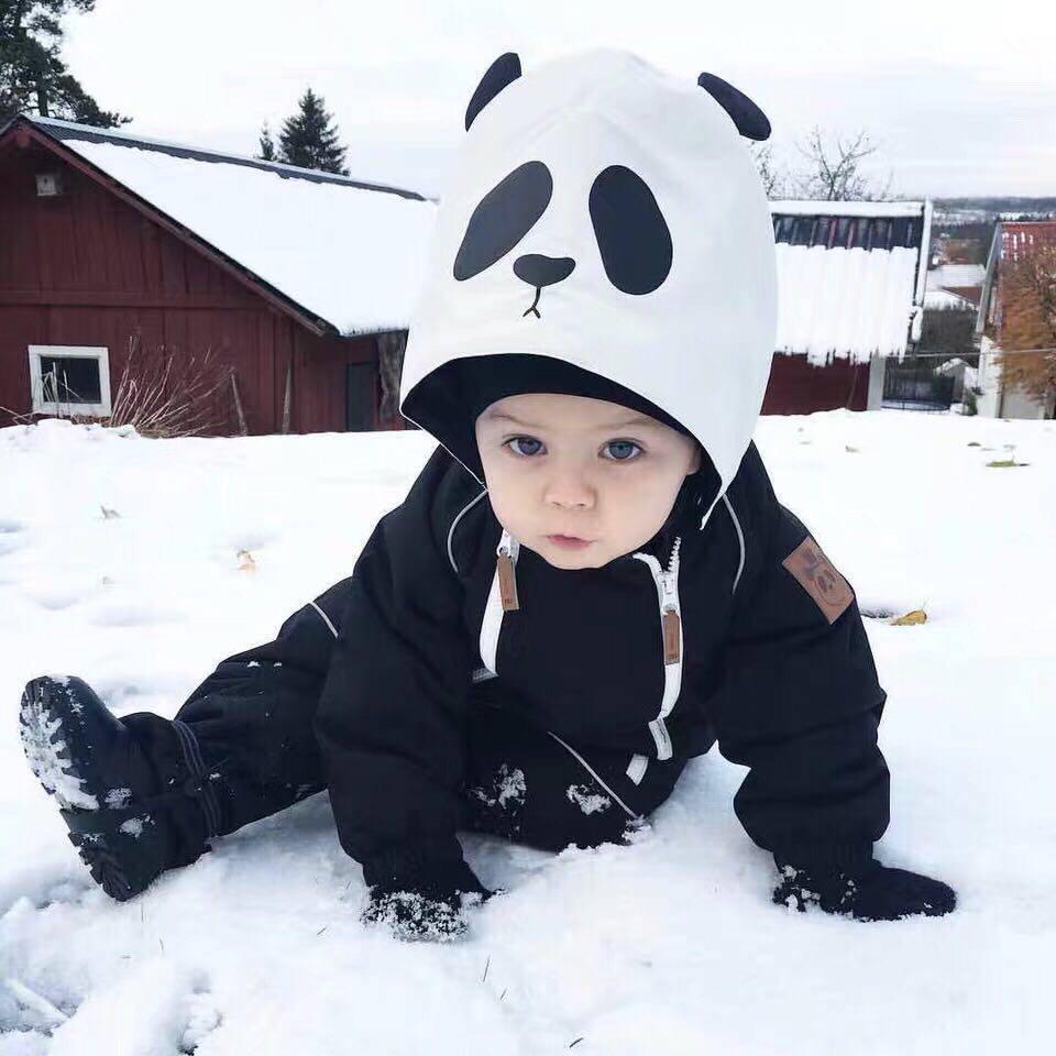 ins爆款冬mr系列秋冬男女童可爱熊猫连体棉服防水防风宝宝滑雪服