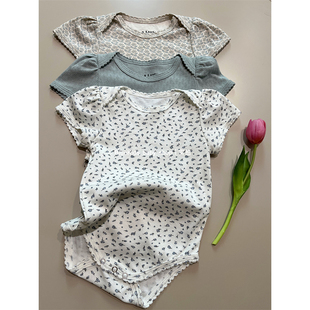 婴儿包屁衣夏季男女宝宝爬服 有机匹马棉碎花连体衣短袖三角哈衣