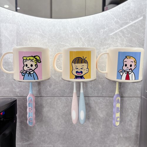 倒置洗漱口杯儿童刷牙杯牙刷杯304不锈钢漱口杯子男孩女孩牙刷架
