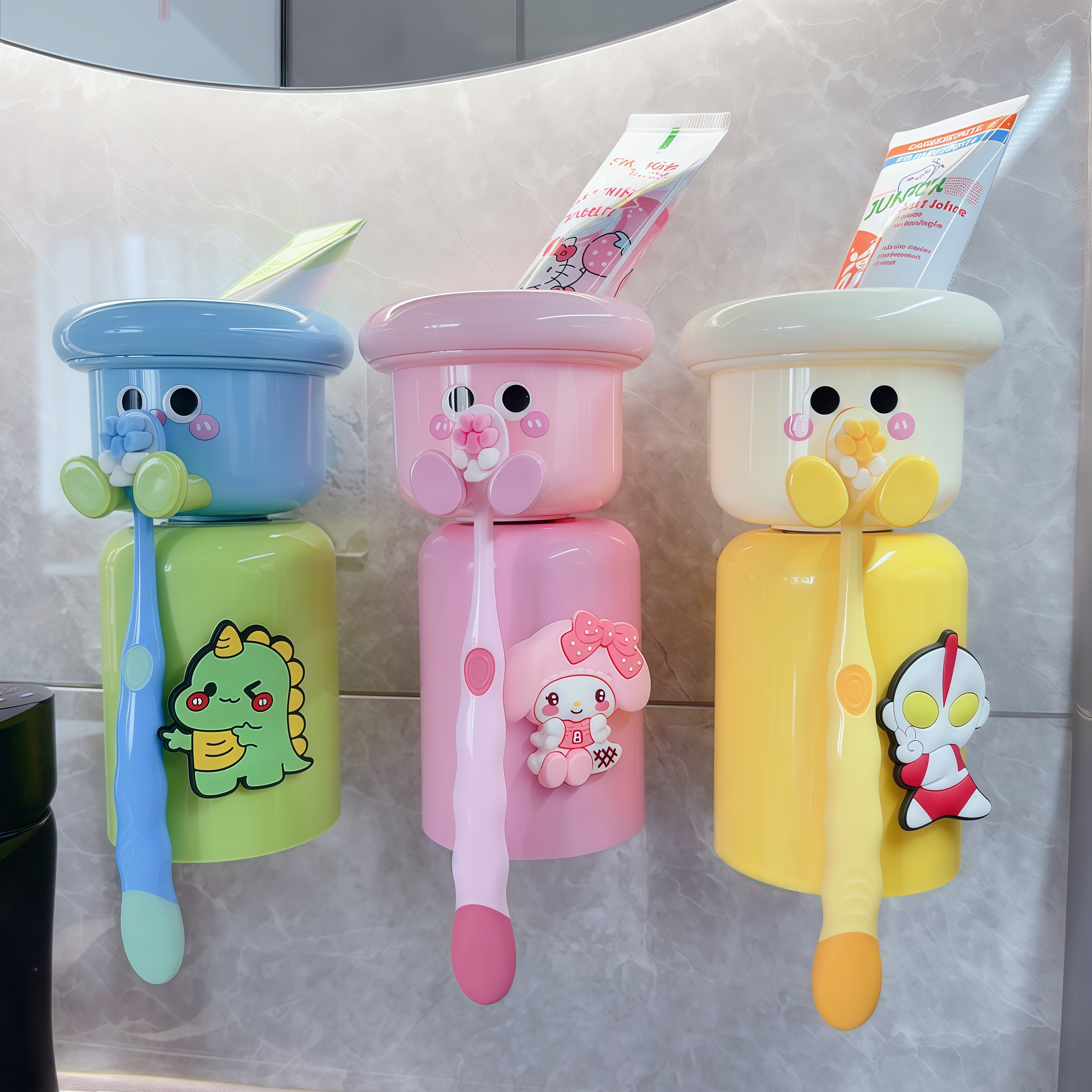 牙刷置物架儿童磁吸漱口杯子倒挂壁挂式男孩女孩电动牙刷杯收纳架