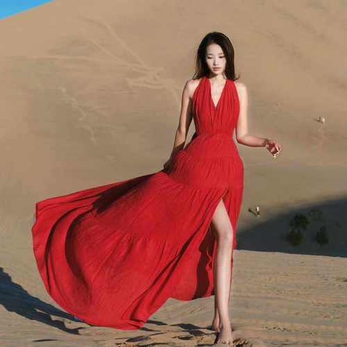 现货当日发出！带胸垫度假裙子！