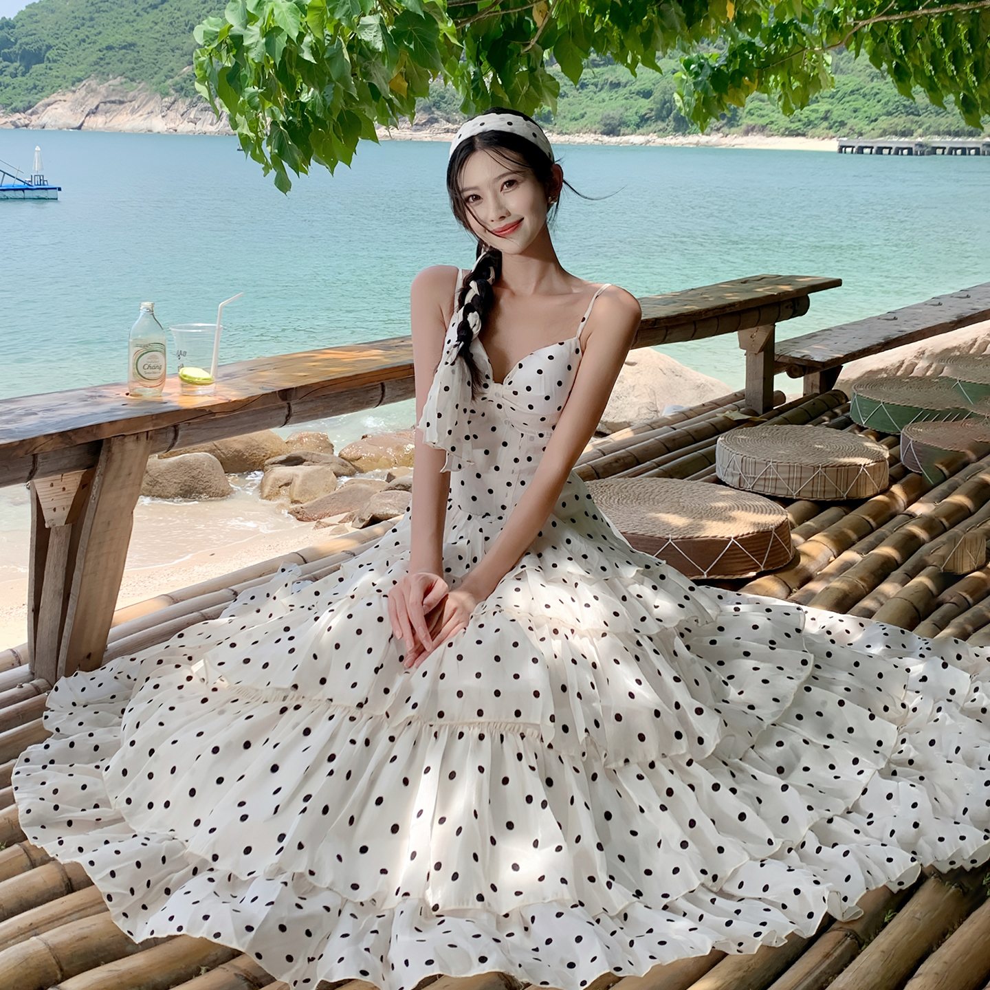 当日发出！波点度假风蛋糕连衣裙