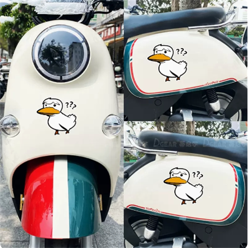问号鸭子卡通搞笑车贴趣味装饰创意电动车摩托划痕遮挡贴汽车贴纸