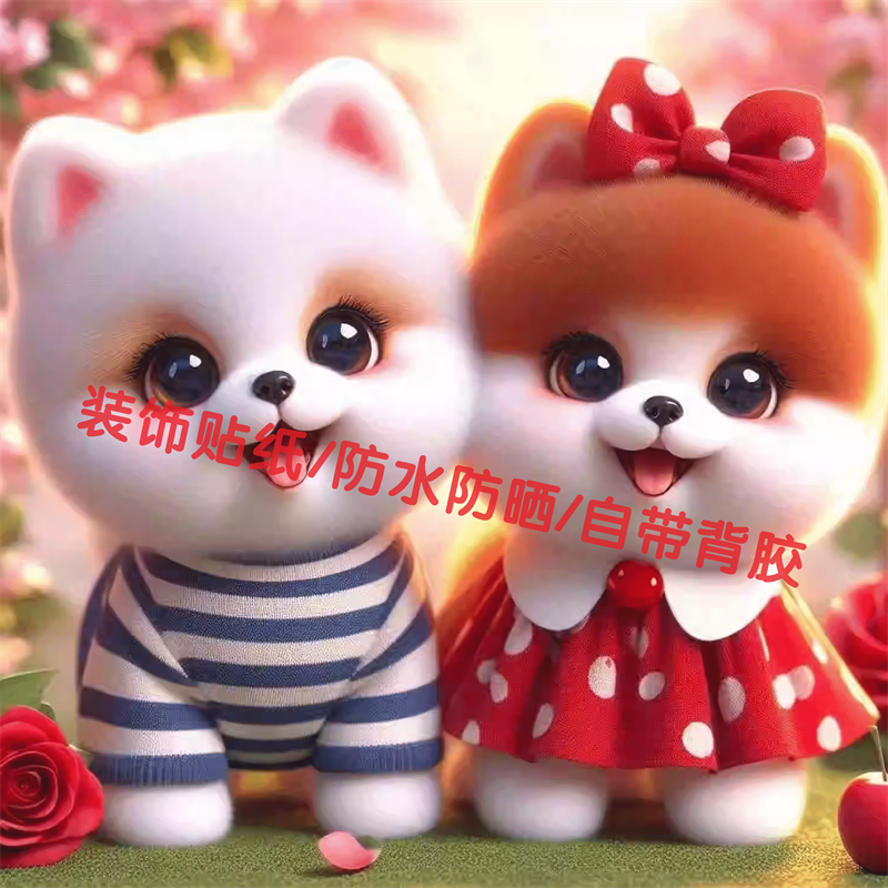 趣味喜庆卡通可爱小狗自粘贴画婚房客厅厨房卫生间贴墙面装饰贴纸,家居饰品,软装墙贴,淘宝优惠券,粉丝福利购,淘宝优惠卷