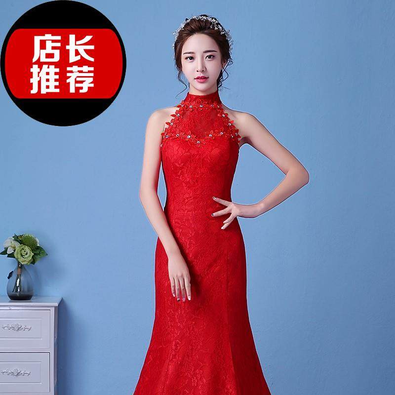 大红色婚纱礼服新娘大C码收腰鱼尾婚纱礼服宫廷鱼尾拖尾韩式挂脖|msdalam kategori Butik wanita / wanita, perkahwinan/Cheongsam/pakaian, perkahwinan - dari Buy2taobao.com untuk memberikan perkhidmatan ejen Taobao profesional membeli