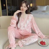 新款 钻石金丝绒睡衣女款 2025秋冬款 甜美公主高级感家居服性感气质