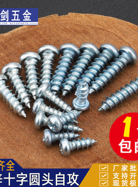 镀锌圆头自攻螺丝十字盘头加长木螺钉尖头钉子木工C1.4M2.5M3M5M6