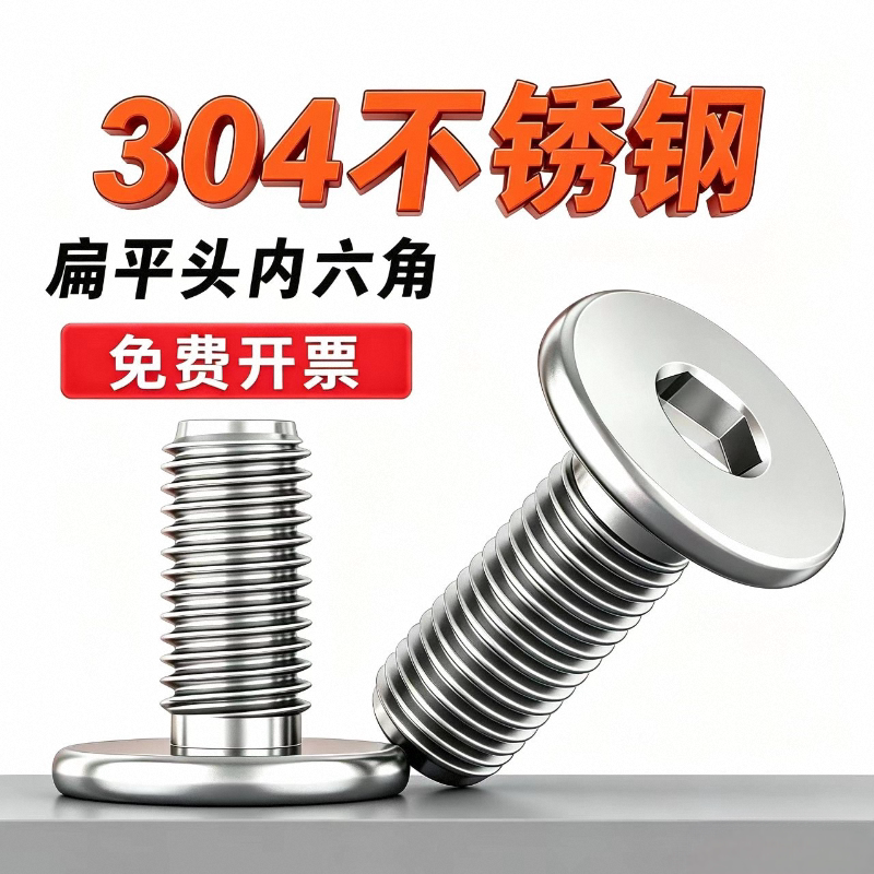 304不锈钢CM超薄头扁平头内六角螺丝大平头扁平C头螺钉M2.5M3M4M5