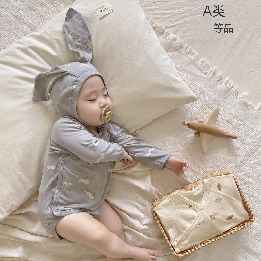 可心哈尼网红婴儿ins包屁衣可爱超萌兔宝宝三角哈衣新生婴儿衣服