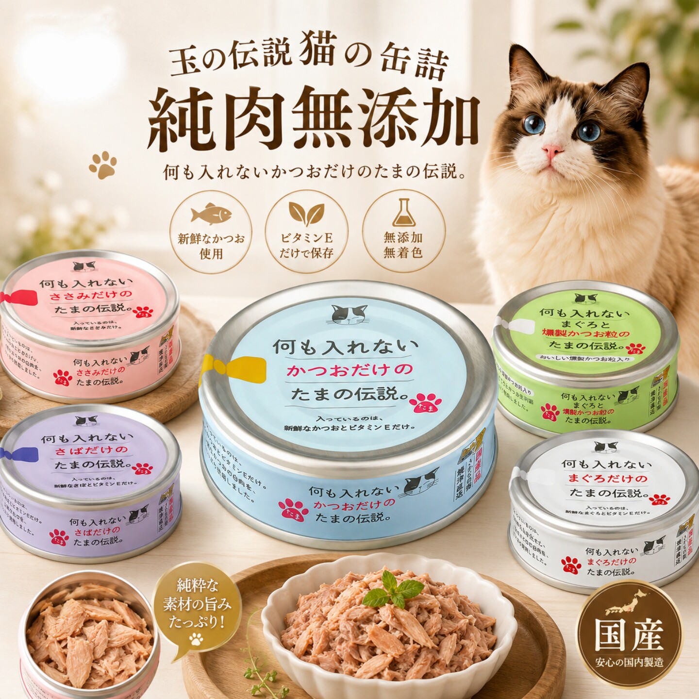 日本进口三洋玉之传说猫零食罐新鲜金枪鱼鸡肉鲣鱼猫营养补水罐头