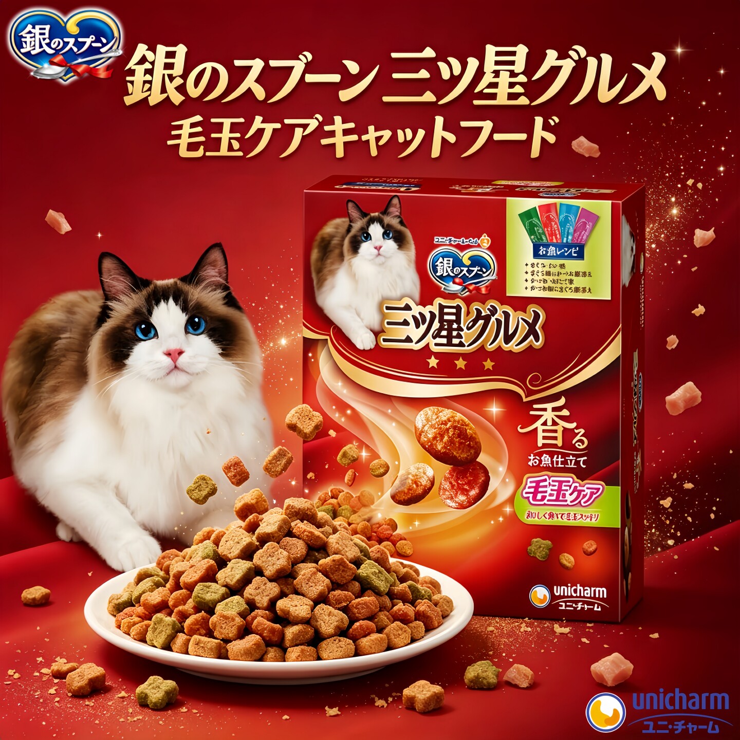 日本进口银勺三星美食家鱼食谱猫粮洁牙肾脏去毛球猫饼干磨牙零食