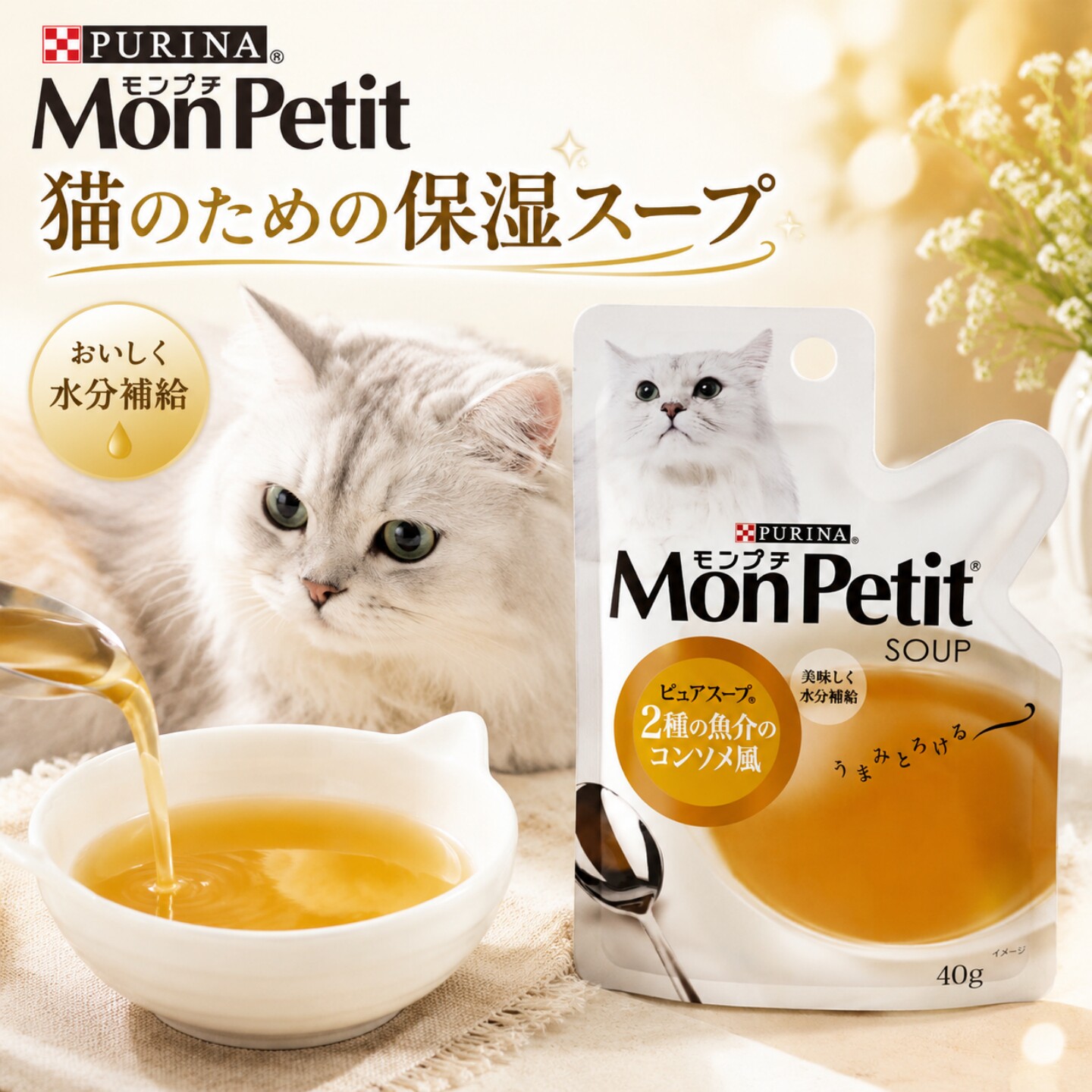 日本进口Monpetit普瑞纳猫零食补水餐包零食低脂浓汤餐包猫湿粮