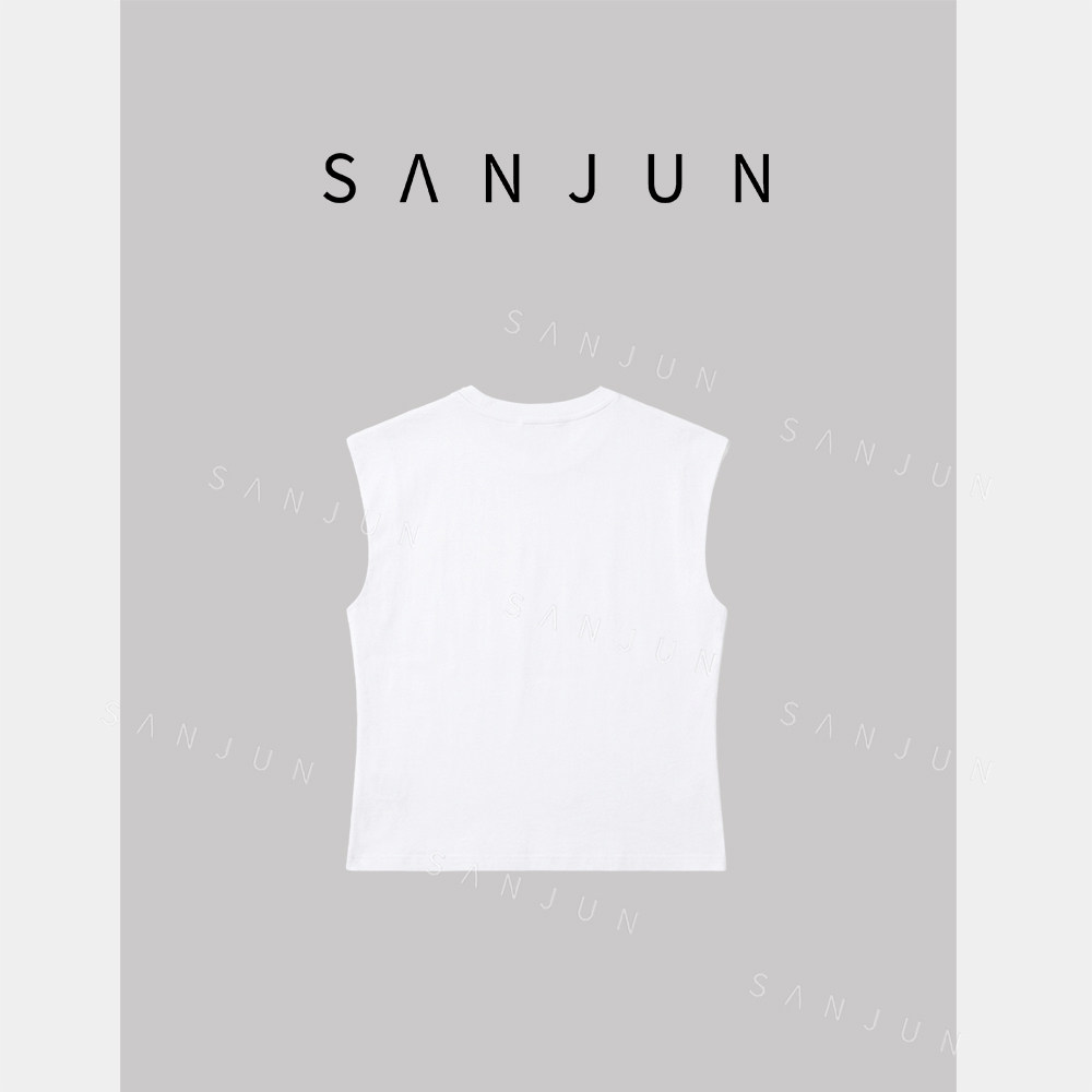 SANJUN【兰芷】新款百搭休闲无袖坎肩短袖 S75004