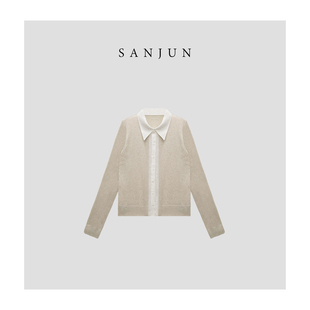 拼色假两件翻领针织衫 2276 春日限定 SANJUN高端定制