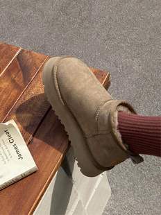 2025新款周冬雨同款雪地靴皮毛一体女增高厚底短筒加绒加厚棉鞋冬