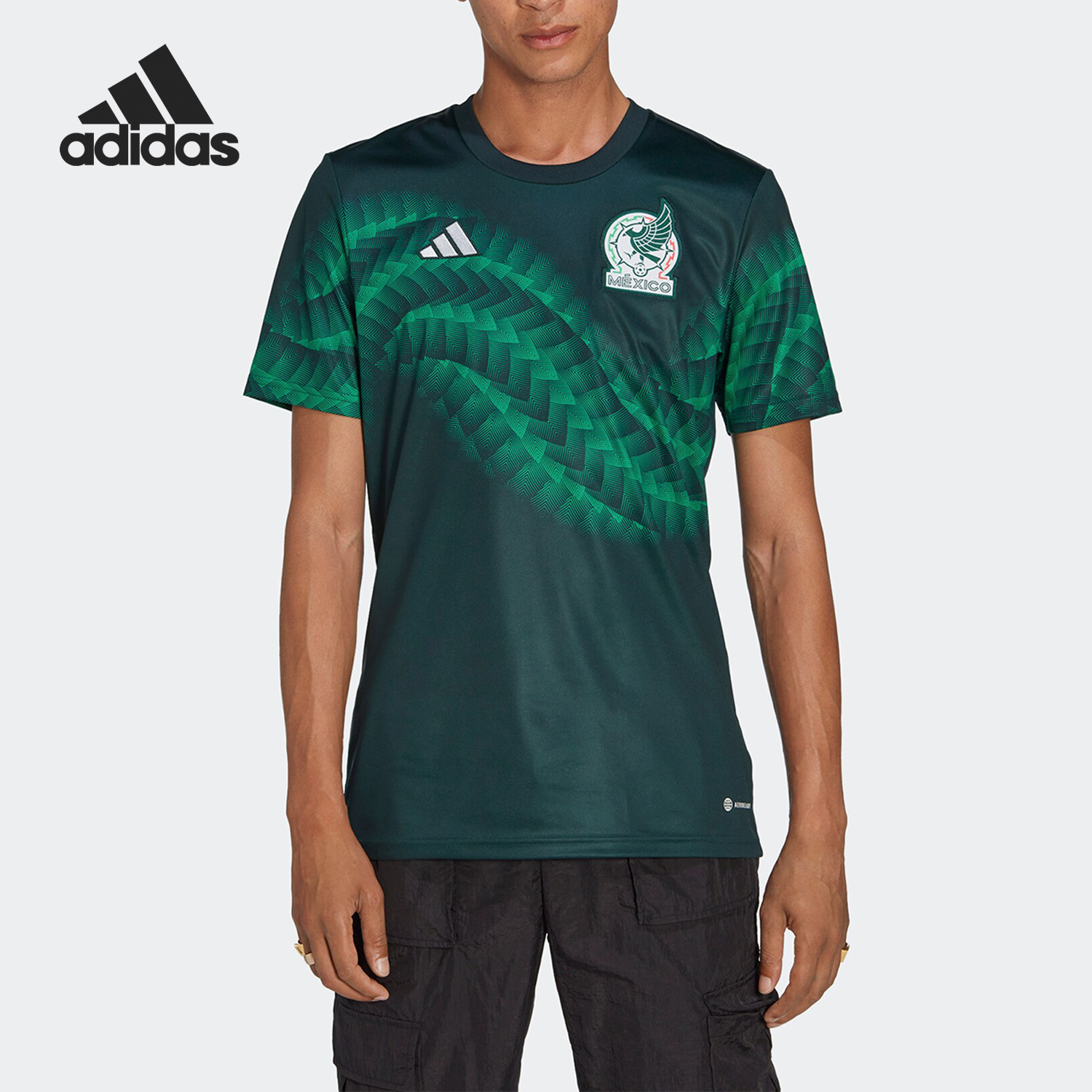 Adidas/阿迪达斯正品墨西哥队热身男士足球运动T恤球衣HF1370