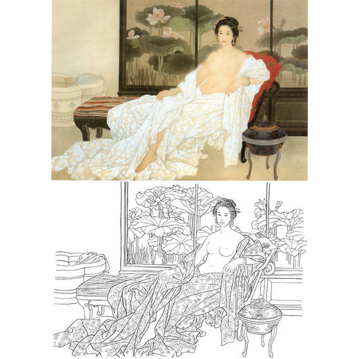 王美芳人物工笔画白描线稿打印稿