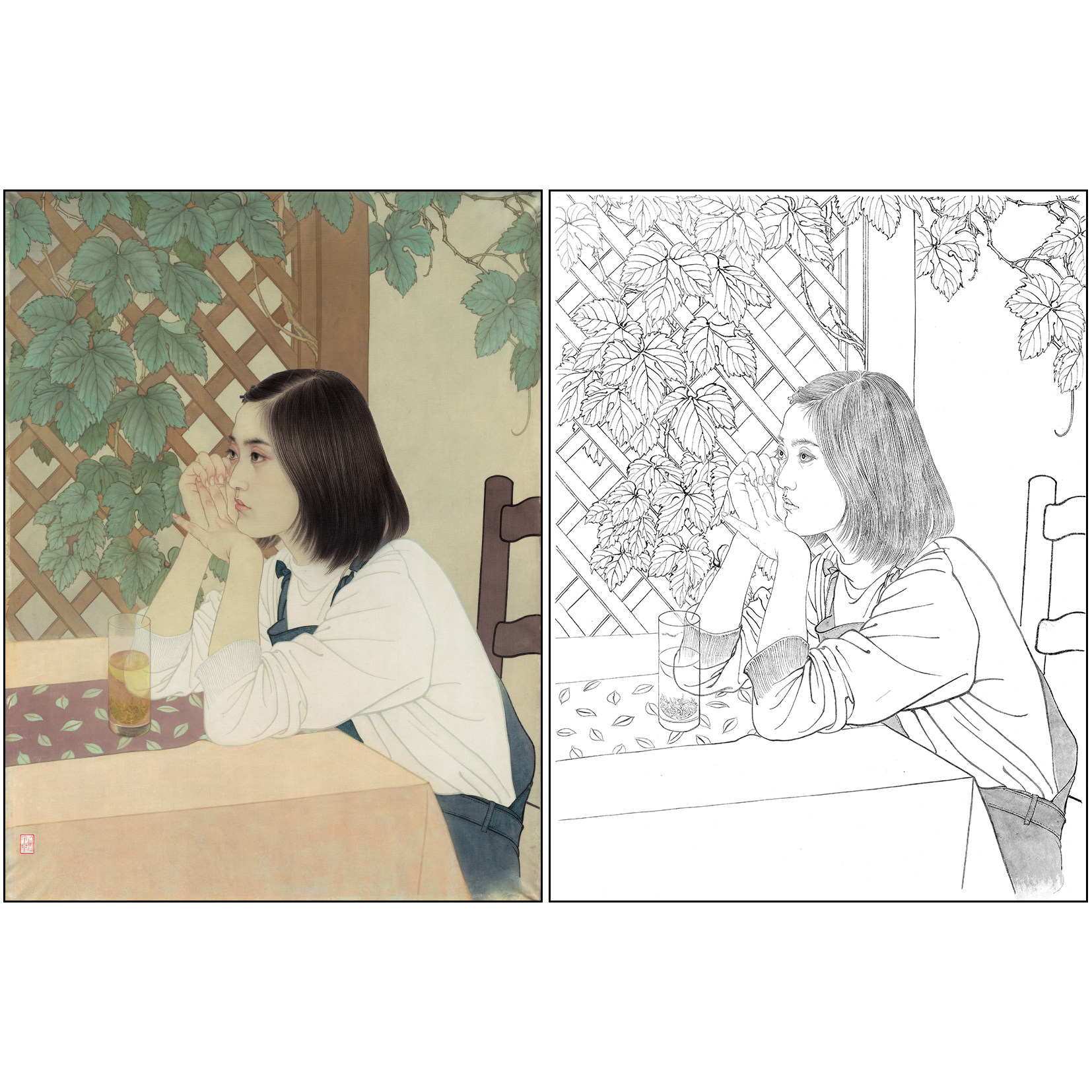 何家英人物心语工笔画白描底稿