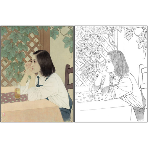 何家英人物心语工笔画白描底稿