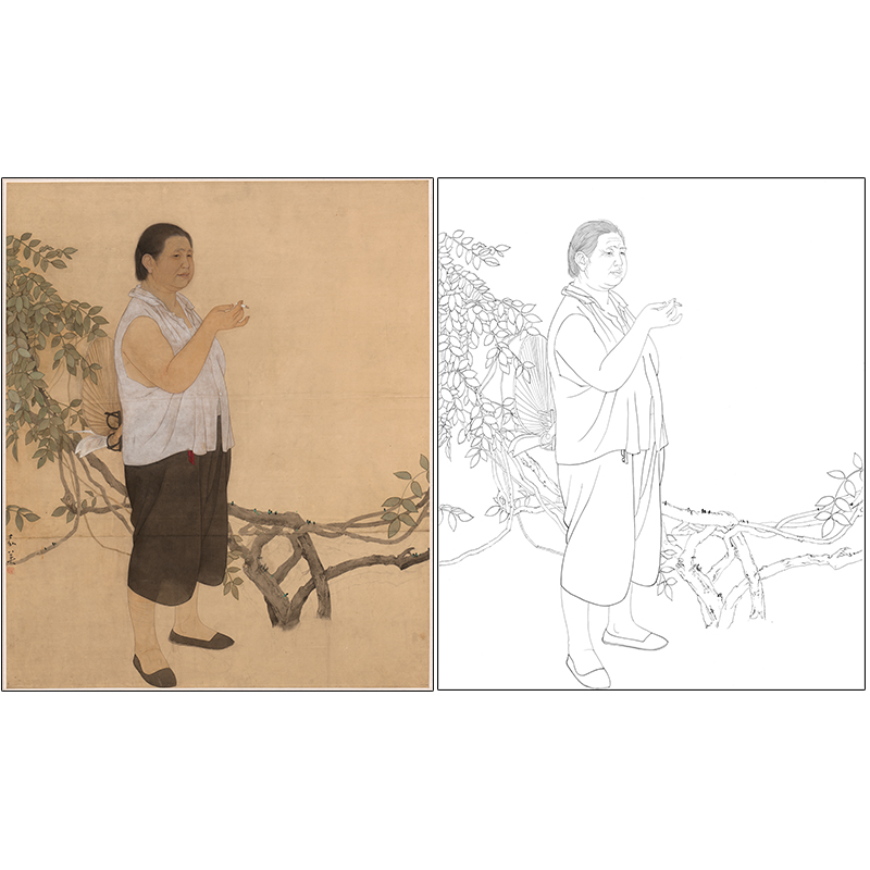 何家英街道主任线稿工笔白描底稿