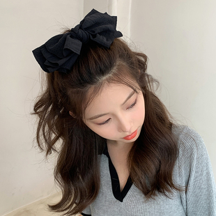 甜美蝴蝶结多层发夹高级感网红少女顶夹后脑勺压发一字弹簧夹头饰