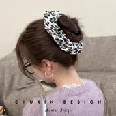 ins博主复古豹纹大肠圈2025新款 高级感丸子头马尾扎头发绳发圈女