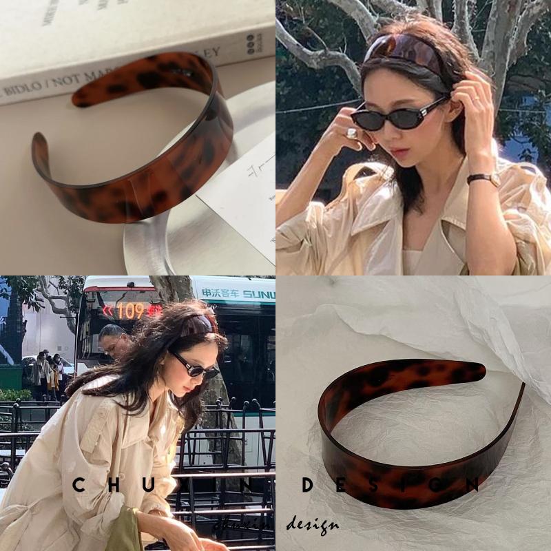 法式复古个性豹纹高颅顶发箍