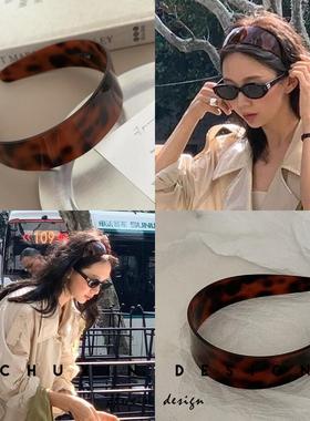 Fever博主同款原版个性豹纹醋酸发箍网红高颅顶外出洗脸压发头箍