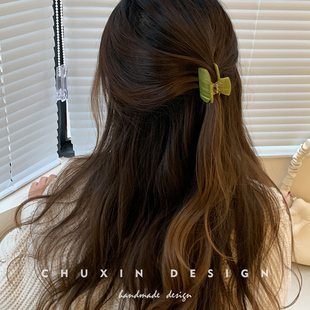 高端醋酸网红抓夹女中号复古气质侧边刘海夹前额发卡后脑勺鲨鱼夹