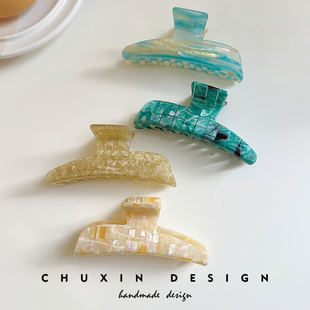 高级感气质醋酸大号抓夹网红后脑勺盘发鲨鱼夹多发量发夹发抓韩国