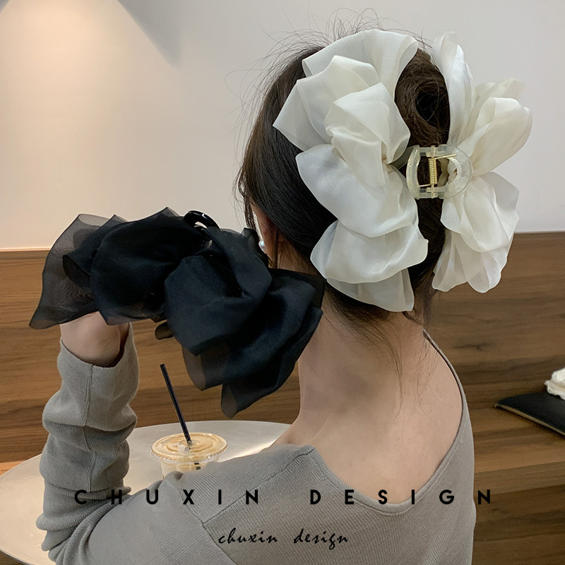 高级感超大蝴蝶抓夹网红超仙轻纱甜美蓬松显发量后脑勺鲨鱼夹发夹