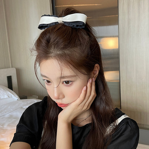 小香风复古蝴蝶结发夹女高级感网红顶夹弹簧夹盘发一字夹发卡头饰