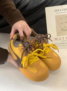 丑萌芭雷风德训鞋女2025新款春季粉色泡芙阿甘鞋子女平底休闲板鞋