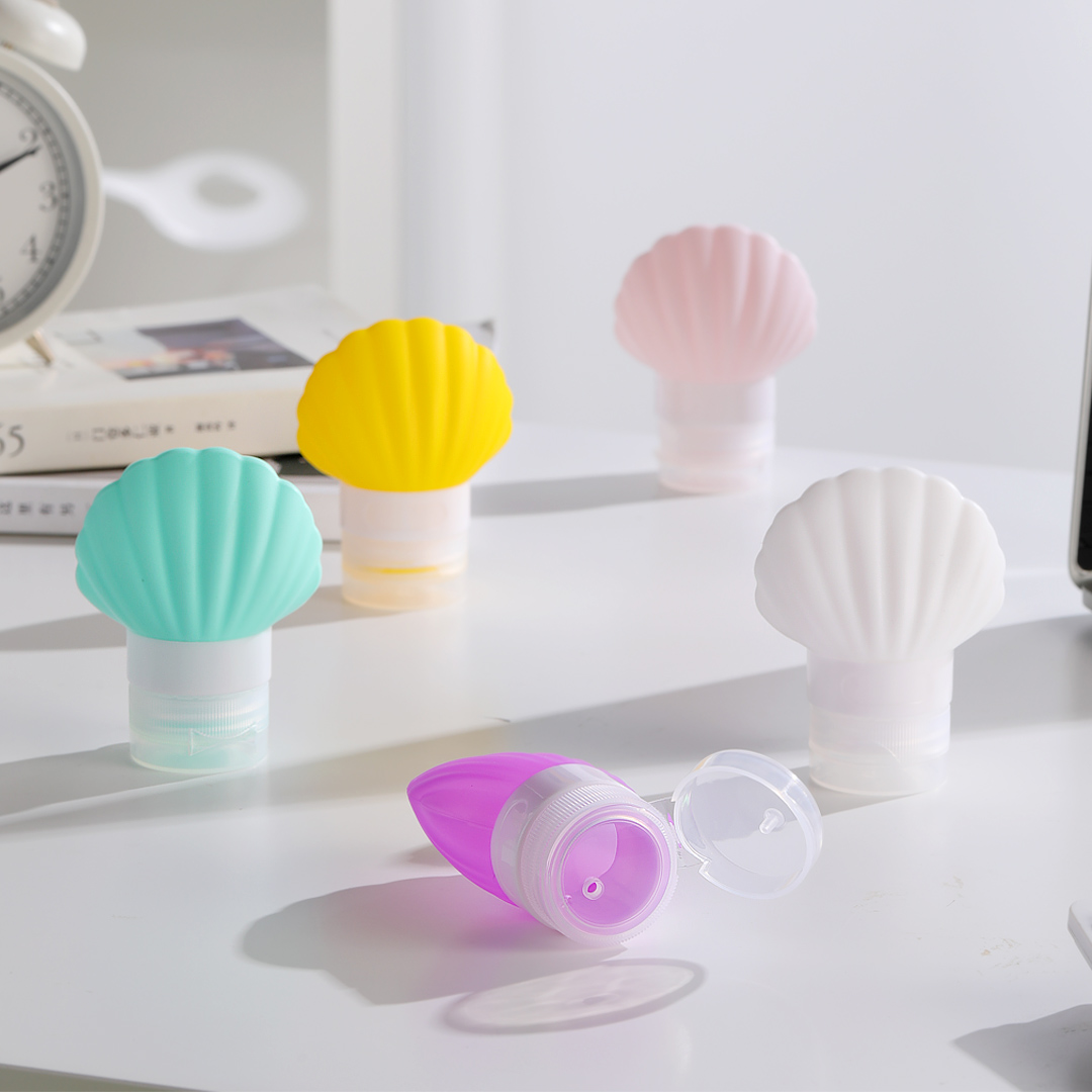 出差旅游硅胶收纳瓶高颜值小贝壳分装瓶免洗洗手液手消便携乳液瓶