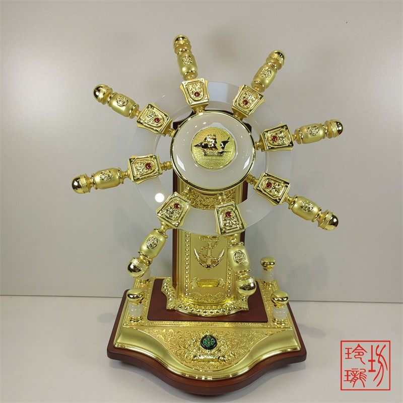 阿富汗玉琉璃玉礼品金玉满舵商海舵手领航者航舵工艺品摆放送礼