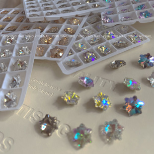 颖颖NAIL新品异形尖底12*12CM施家同款东洲高精品质K9雪花·水钻