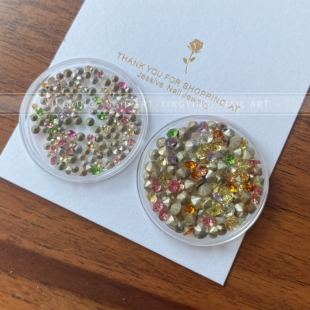 颖颖美甲高品33切仿奥彩色尖底钻华子1:1圆形尖底填缝堆钻饰品钻