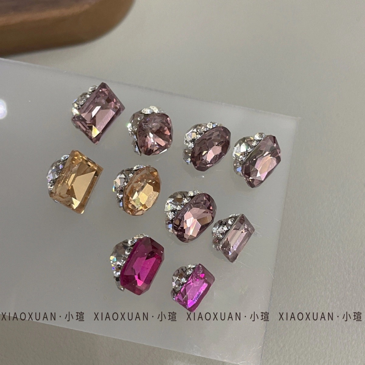 颖颖美甲新款美甲成品冰糖堆钻超闪K9高品质多切面纯手工成品钻球